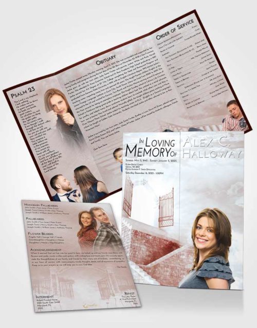 Obituary Funeral Template Gatefold Memorial Brochure Ruby Love Stairway to the Gates of Heaven