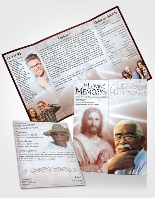 Obituary Funeral Template Gatefold Memorial Brochure Ruby Love Star of Jesus