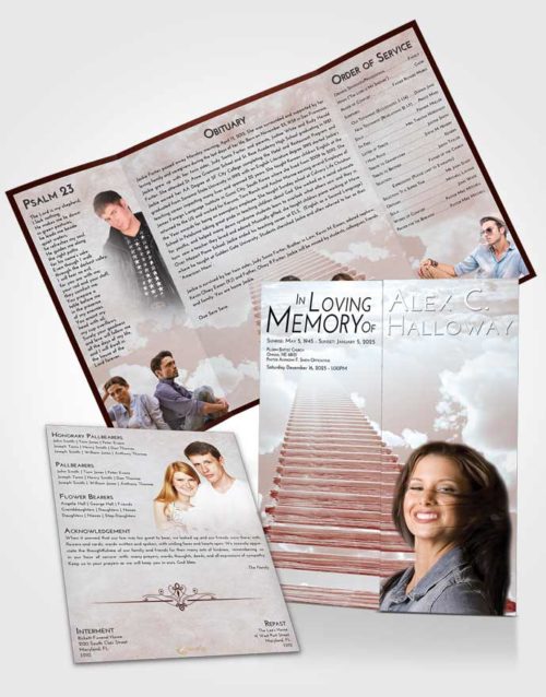 Obituary Funeral Template Gatefold Memorial Brochure Ruby Love Steps to Heaven