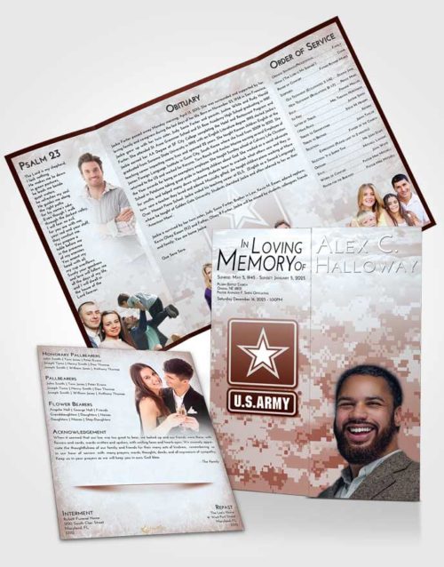 Obituary Funeral Template Gatefold Memorial Brochure Ruby Love United States Army