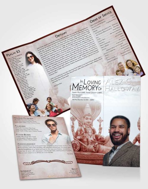 Obituary Funeral Template Gatefold Memorial Brochure Ruby Love Vishnu Desire