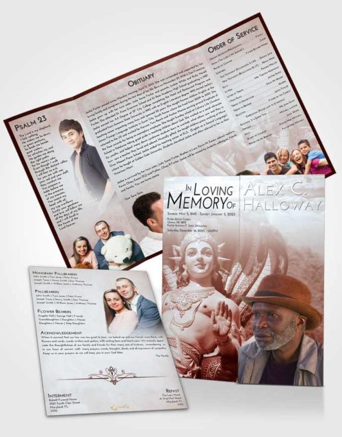 Obituary Funeral Template Gatefold Memorial Brochure Ruby Love Vishnu Mystery
