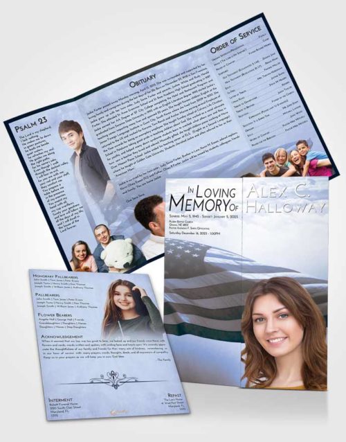 Obituary Funeral Template Gatefold Memorial Brochure Splendid American Honor