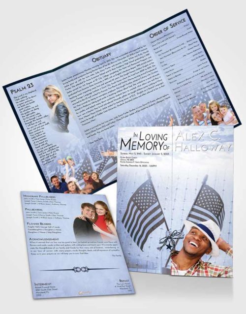 Obituary Funeral Template Gatefold Memorial Brochure Splendid American Justice