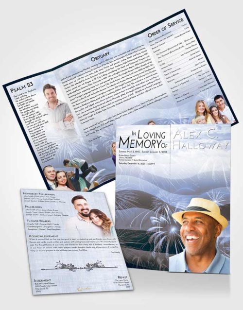 Obituary Funeral Template Gatefold Memorial Brochure Splendid American Patriot