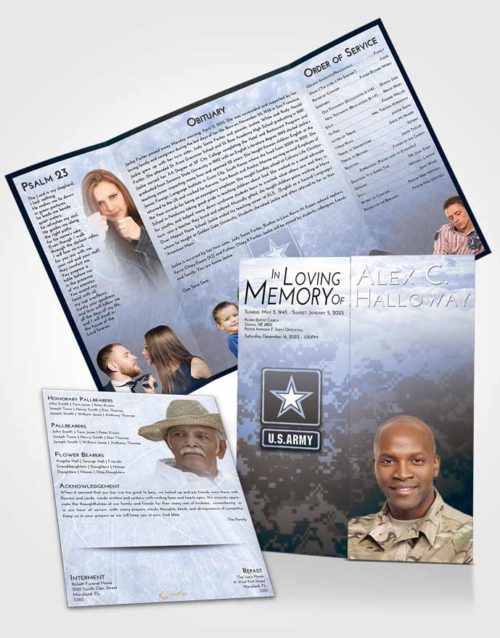 Obituary Funeral Template Gatefold Memorial Brochure Splendid Army Duty