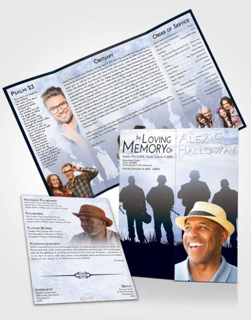 Obituary Funeral Template Gatefold Memorial Brochure Splendid Army Faith