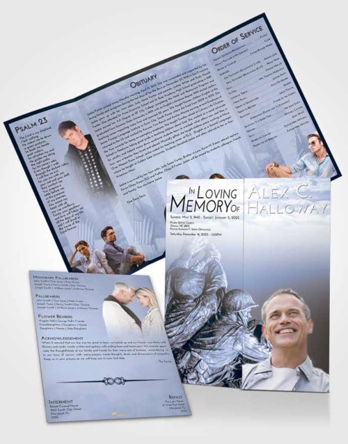Obituary Funeral Template Gatefold Memorial Brochure Splendid Army Grit