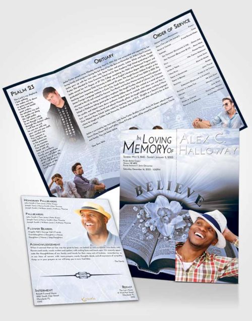 Obituary Funeral Template Gatefold Memorial Brochure Splendid Bible Belief