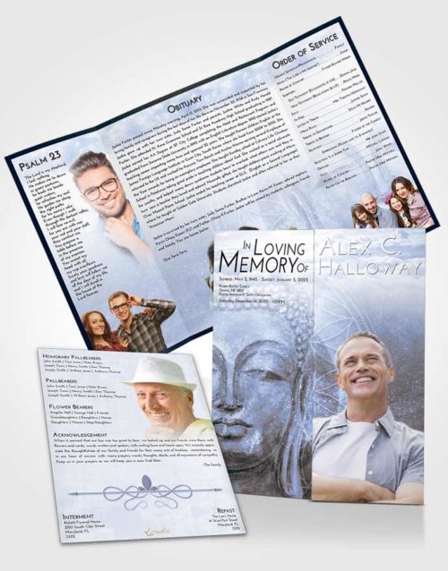Obituary Funeral Template Gatefold Memorial Brochure Splendid Buddha Praise
