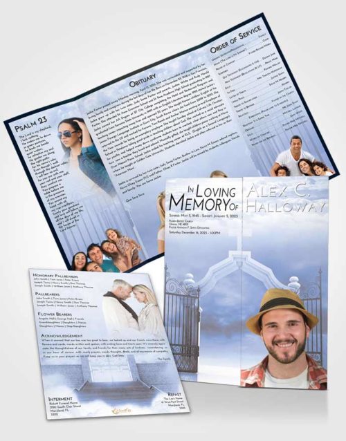 Obituary Funeral Template Gatefold Memorial Brochure Splendid Clear Gates For Heaven
