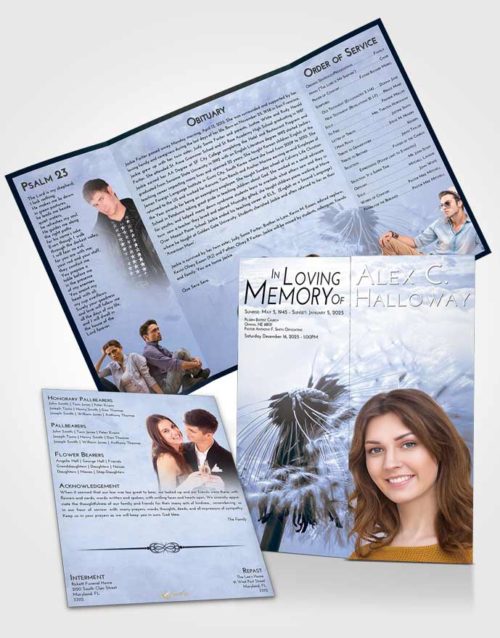 Obituary Funeral Template Gatefold Memorial Brochure Splendid Dandelion Dream