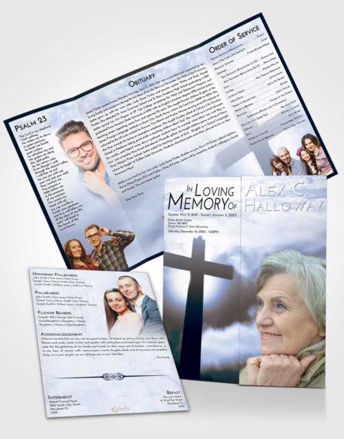 Obituary Funeral Template Gatefold Memorial Brochure Splendid Faith in the Cross