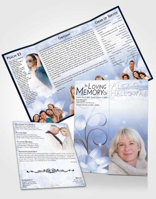 Obituary Funeral Template Gatefold Memorial Brochure Splendid Floral Peace