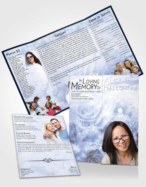 Obituary Funeral Template Gatefold Memorial Brochure Splendid Floral Relaxation