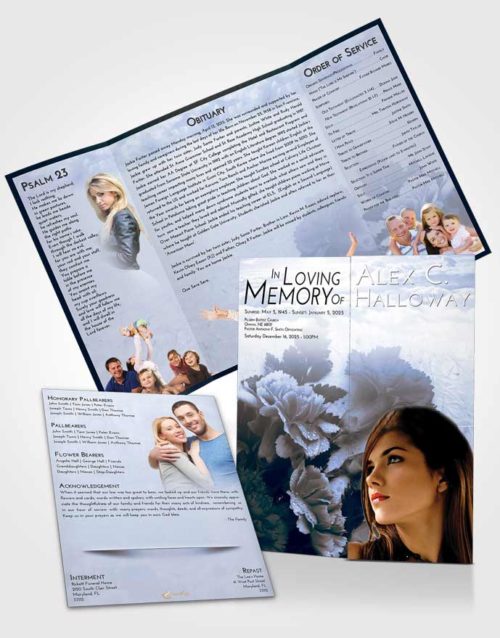 Obituary Funeral Template Gatefold Memorial Brochure Splendid Flower Magic