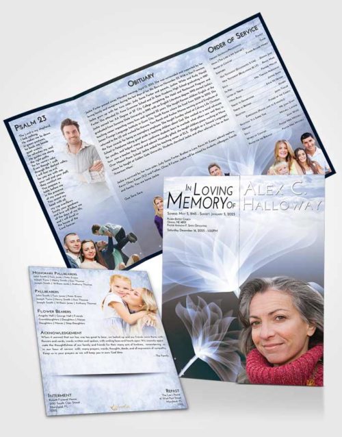 Obituary Funeral Template Gatefold Memorial Brochure Splendid Flower Peace