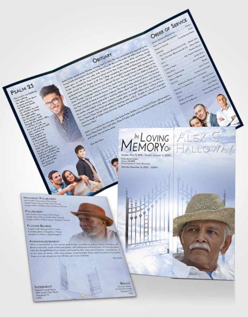 Obituary Funeral Template Gatefold Memorial Brochure Splendid Gates to Heaven