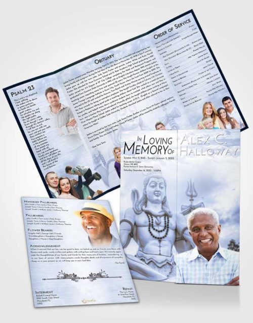Obituary Funeral Template Gatefold Memorial Brochure Splendid Hindu Mystery