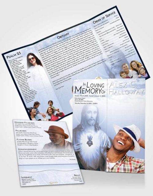 Obituary Funeral Template Gatefold Memorial Brochure Splendid Jesus Love