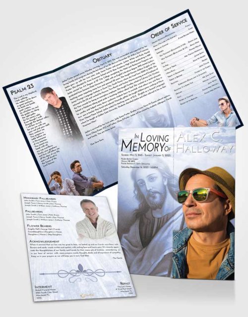 Obituary Funeral Template Gatefold Memorial Brochure Splendid Life of Jesus