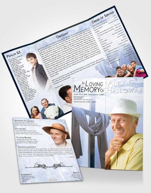 Obituary Funeral Template Gatefold Memorial Brochure Splendid Loving Cross