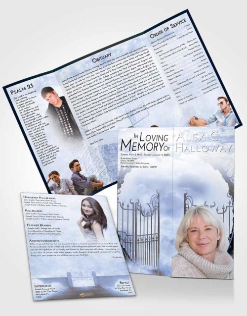Obituary Funeral Template Gatefold Memorial Brochure Splendid Mystical Gates of Heaven