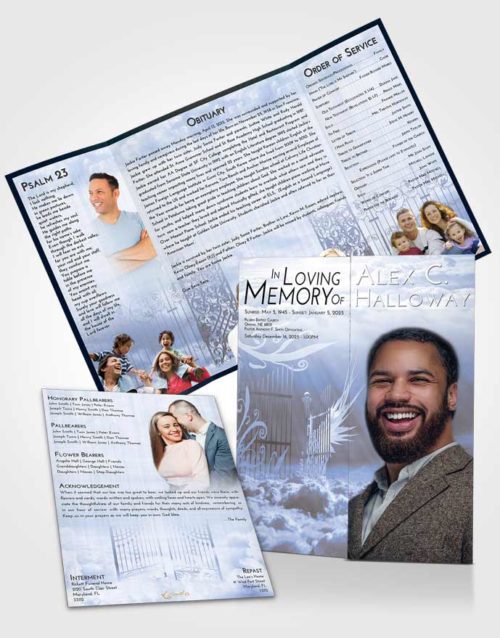 Obituary Funeral Template Gatefold Memorial Brochure Splendid Precious Gates to Heaven