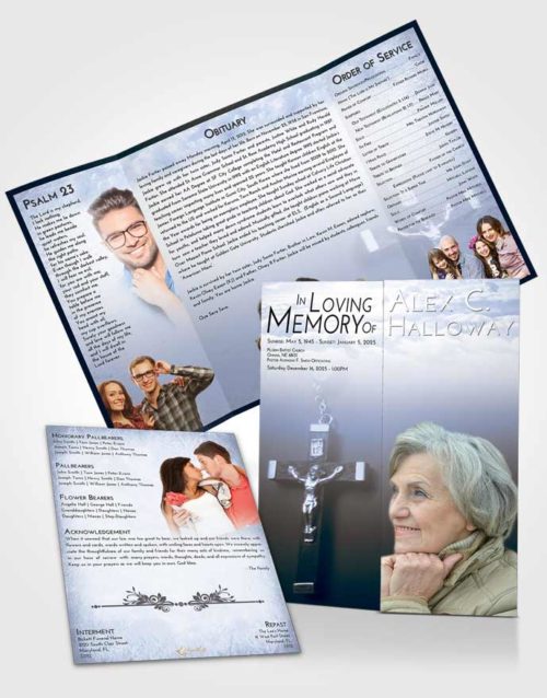 Obituary Funeral Template Gatefold Memorial Brochure Splendid Rosary Love
