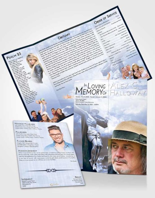 Obituary Funeral Template Gatefold Memorial Brochure Splendid Spiritual Cross