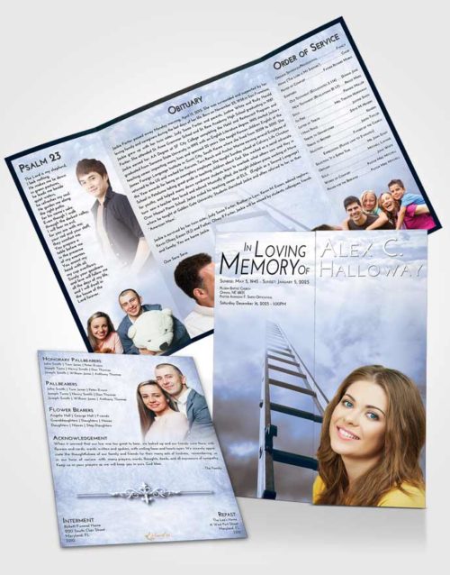 Obituary Funeral Template Gatefold Memorial Brochure Splendid Stairway to Forever