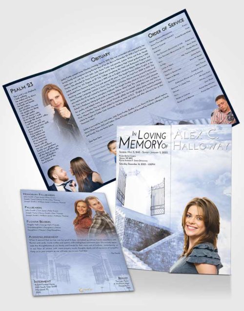 Obituary Funeral Template Gatefold Memorial Brochure Splendid Stairway to the Gates of Heaven