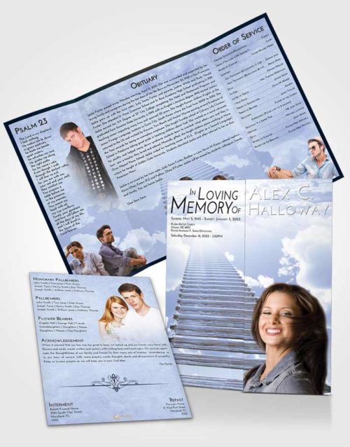 Obituary Funeral Template Gatefold Memorial Brochure Splendid Steps to Heaven