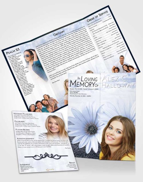 Obituary Funeral Template Gatefold Memorial Brochure Splendid Summer Flower