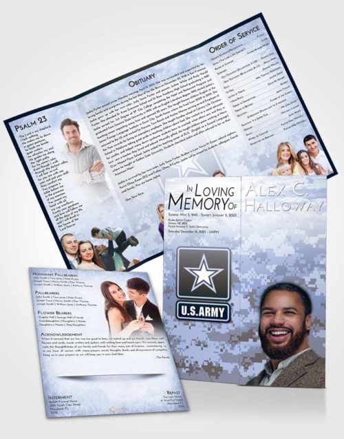 Obituary Funeral Template Gatefold Memorial Brochure Splendid United States Army