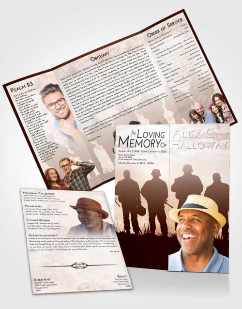 Obituary Funeral Template Gatefold Memorial Brochure Strawberry Love Army Faith