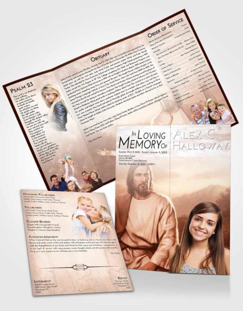 Obituary Funeral Template Gatefold Memorial Brochure Strawberry Love Jesus Prayers