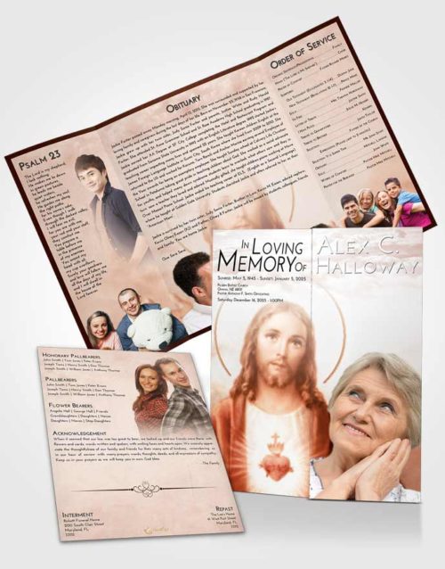 Obituary Funeral Template Gatefold Memorial Brochure Strawberry Love Jesus our Lord