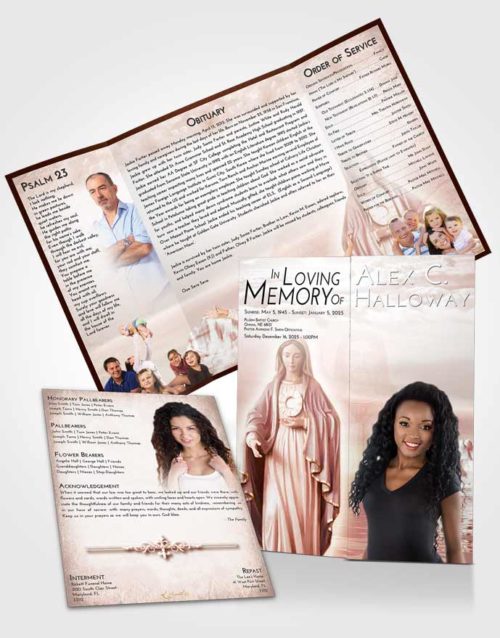 Obituary Funeral Template Gatefold Memorial Brochure Strawberry Love Mary Full of Grace