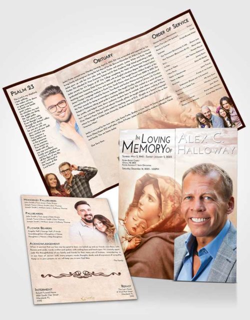 Obituary Funeral Template Gatefold Memorial Brochure Strawberry Love Mother Mary