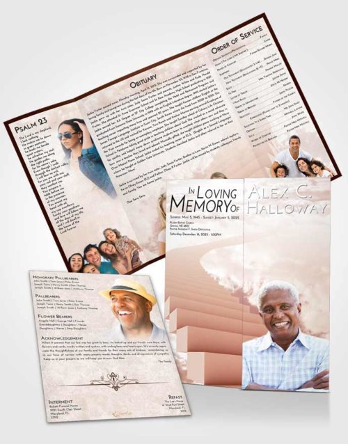 Obituary Funeral Template Gatefold Memorial Brochure Strawberry Love Stairway to Divinity