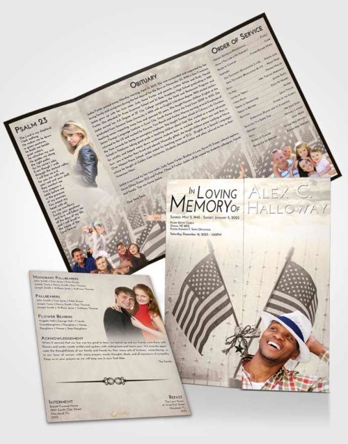 Obituary Funeral Template Gatefold Memorial Brochure Tranquil American Justice