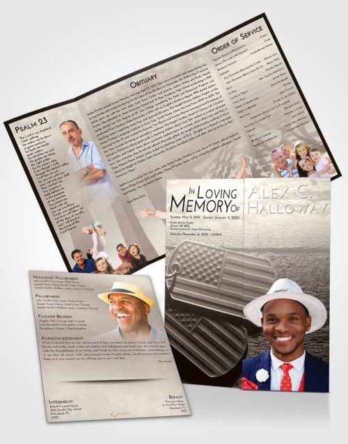 Obituary Funeral Template Gatefold Memorial Brochure Tranquil American Memory