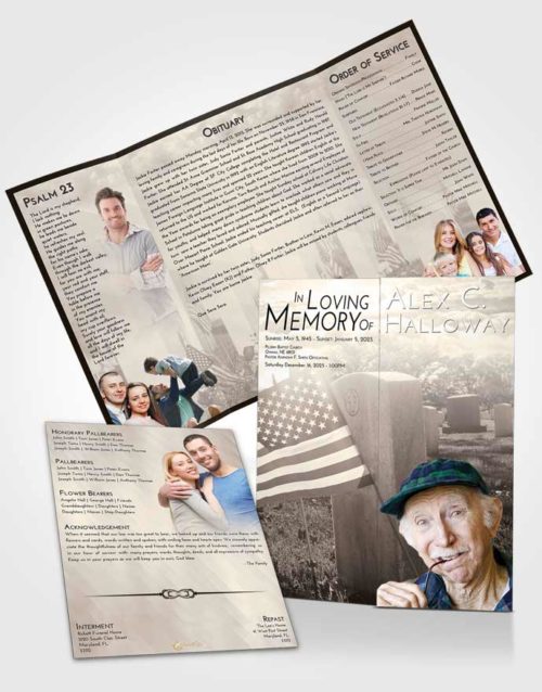 Obituary Funeral Template Gatefold Memorial Brochure Tranquil American Smile