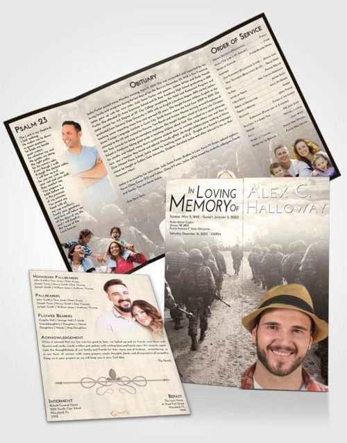 Obituary Funeral Template Gatefold Memorial Brochure Tranquil Army March