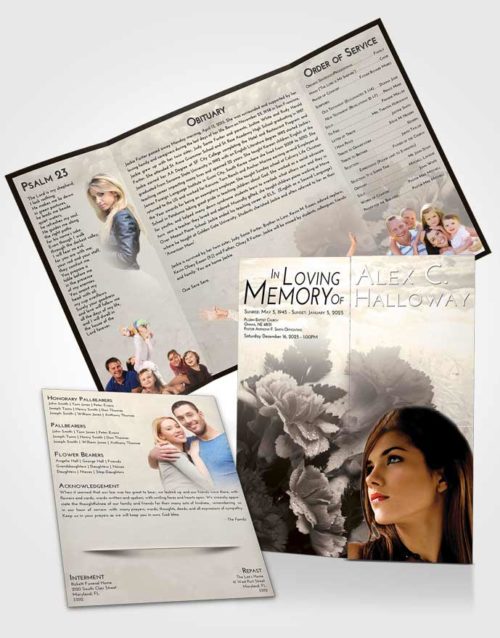 Obituary Funeral Template Gatefold Memorial Brochure Tranquil Flower Magic