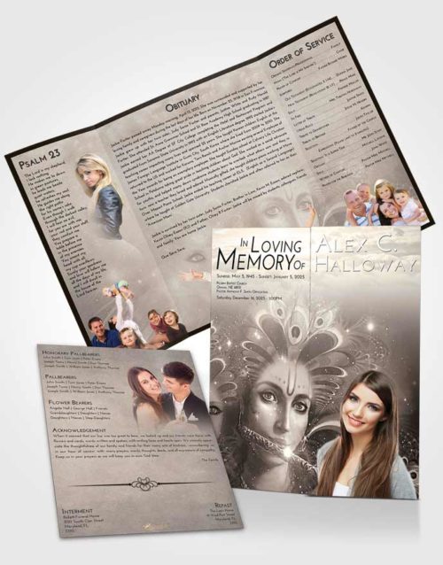 Obituary Funeral Template Gatefold Memorial Brochure Tranquil Hindu Desire