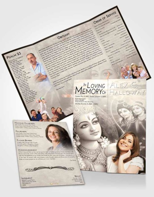 Obituary Funeral Template Gatefold Memorial Brochure Tranquil Hindu Majesty