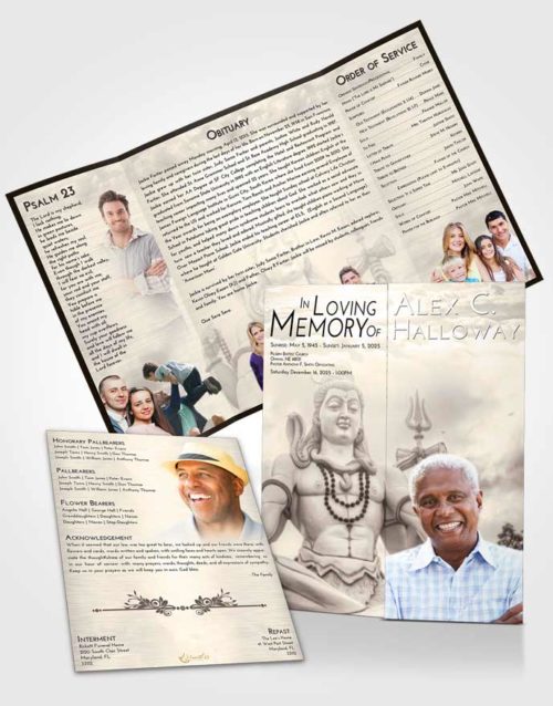 Obituary Funeral Template Gatefold Memorial Brochure Tranquil Hindu Mystery