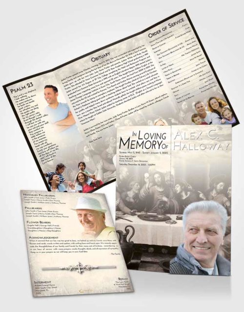 Obituary Funeral Template Gatefold Memorial Brochure Tranquil Jesus Last Supper